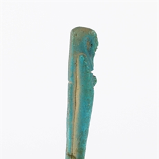 Shabti from turquoise blue faience